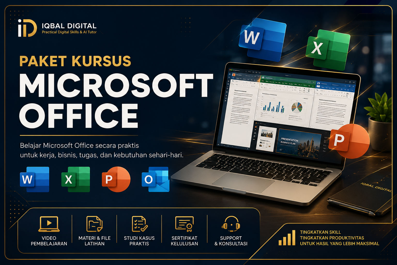 Suasana kursus privat Microsoft Office bersama tutor Iqbal Digital