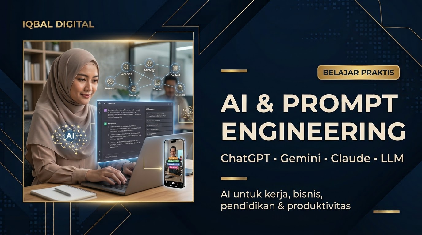 Suasana kursus privat AI for Productivity bersama tutor Iqbal Digital