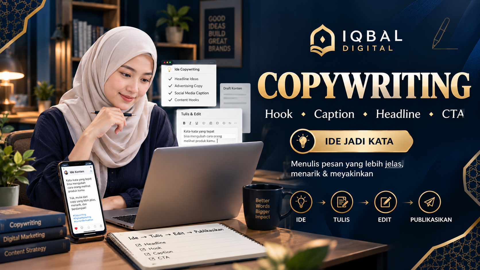Suasana kursus privat Copywriting bersama tutor Iqbal Digital