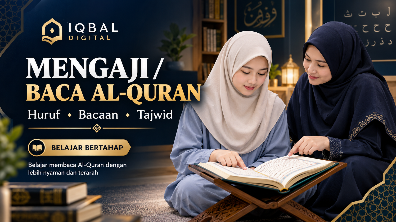 Suasana kursus privat Mengaji / Al-Qur'an bersama tutor Iqbal Digital