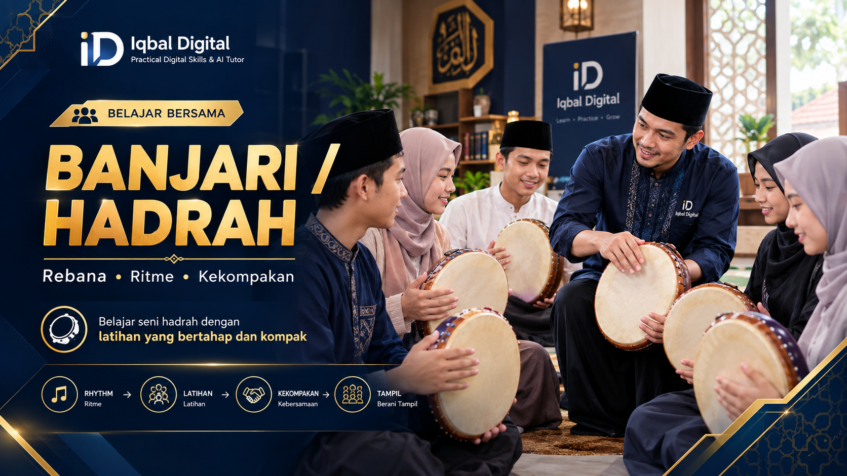 Suasana kursus privat Banjari / Hadrah bersama tutor Iqbal Digital