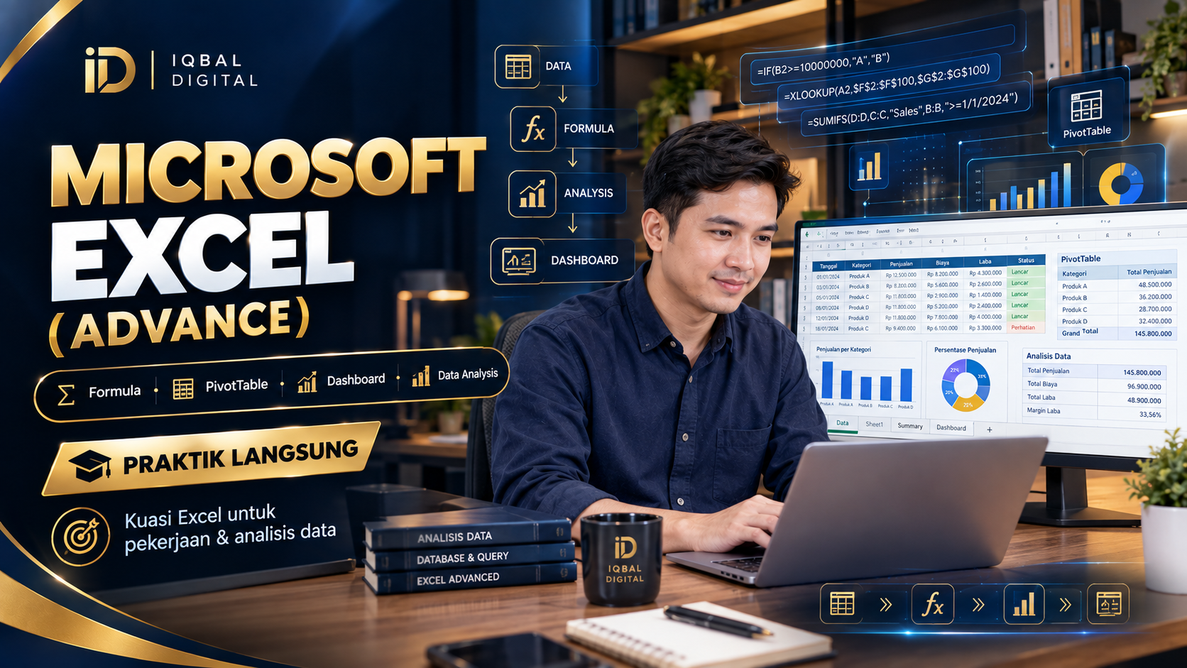 Suasana kursus privat Microsoft Excel (Advance) bersama tutor Iqbal Digital