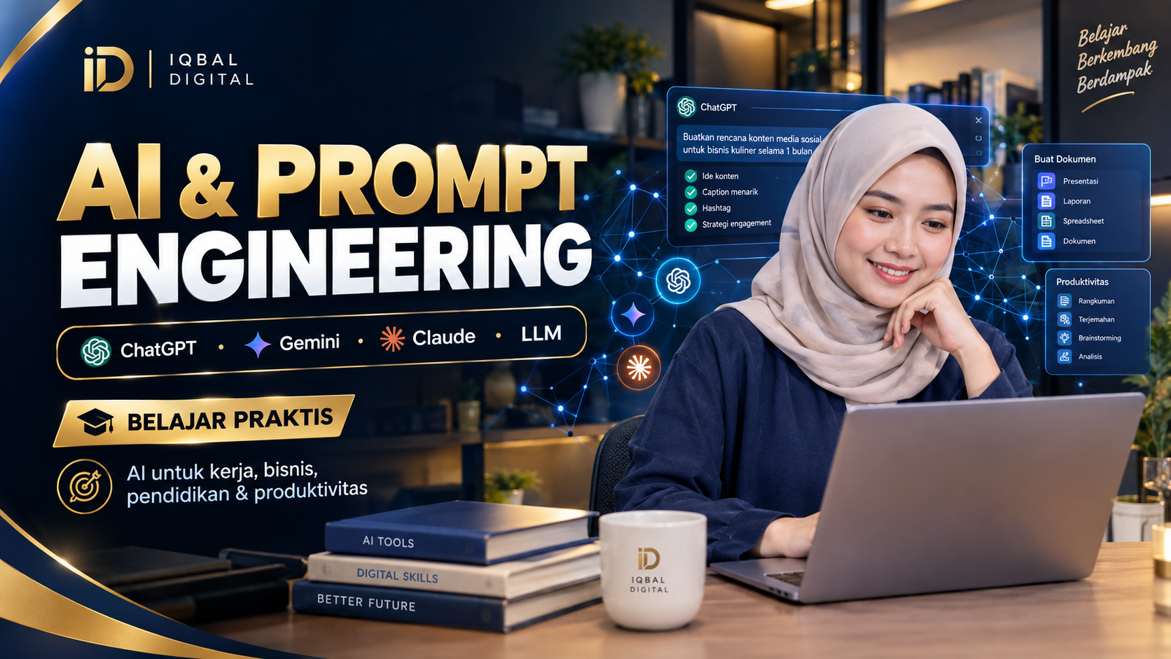 Suasana kursus privat AI for Productivity bersama tutor Iqbal Digital